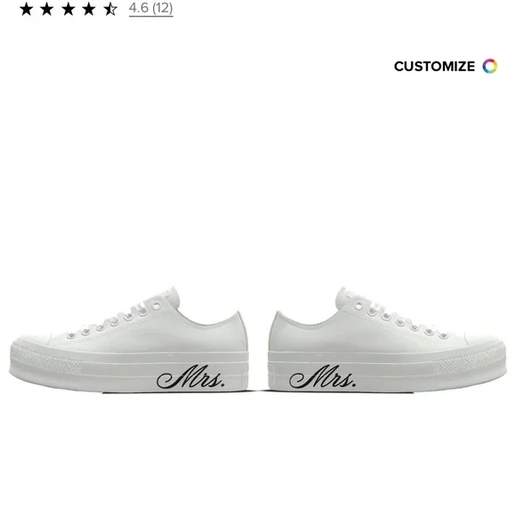 NEW 7. Custom Chuck Taylor All Star Lift Platform Wedding White - Picture 5 of 6